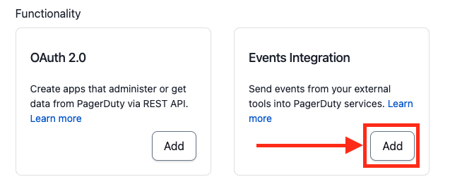 Screenshot of Addding Events Integration to app