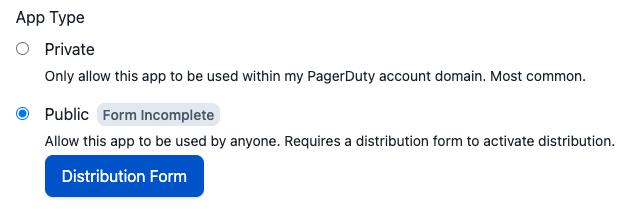 Screenshot of the Distribution Form in the PagerDuty UI