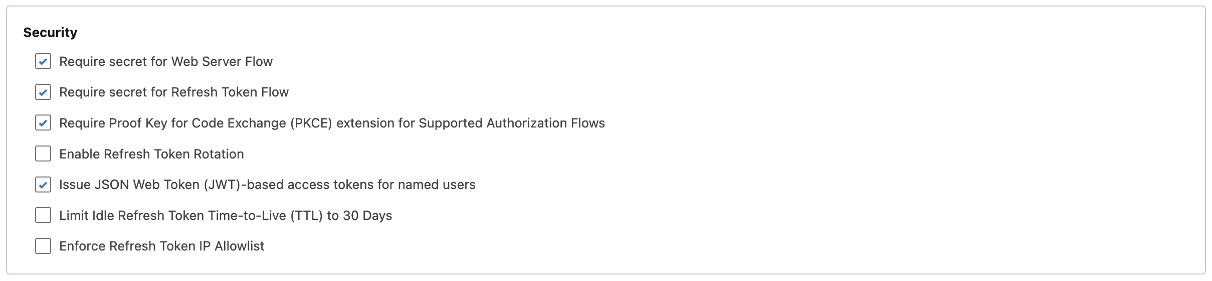The security settings for a private status page