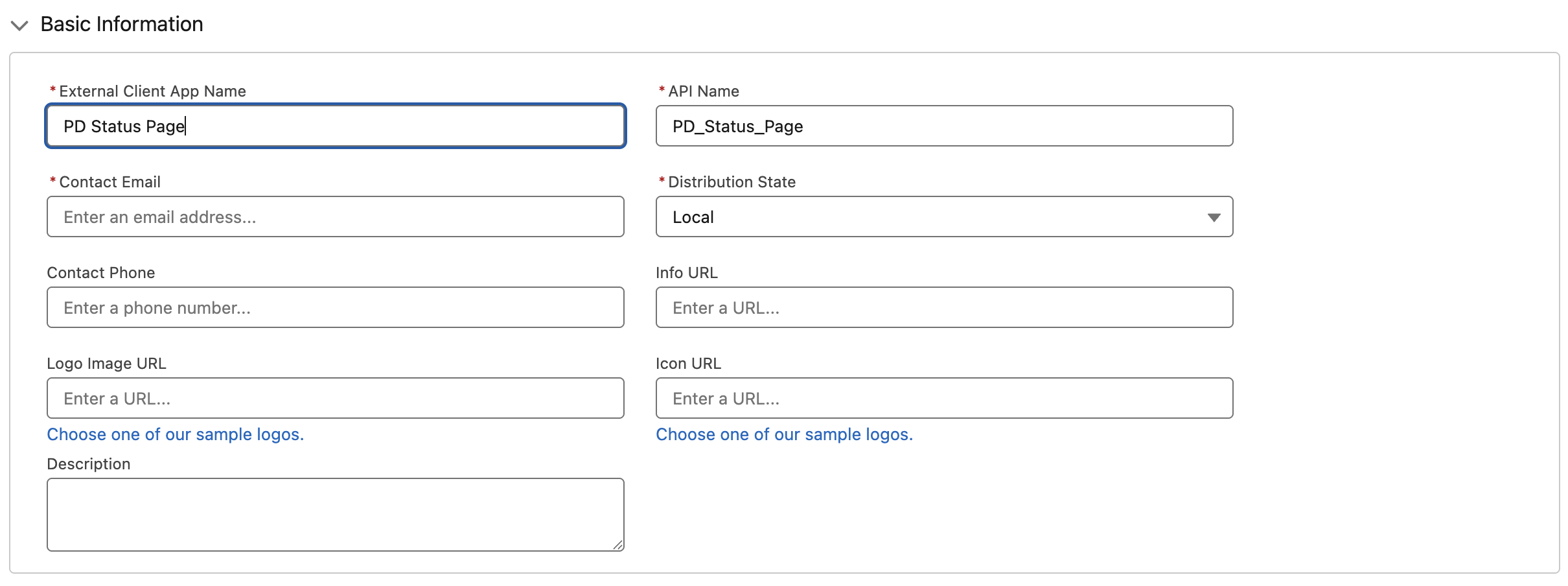 Application settings