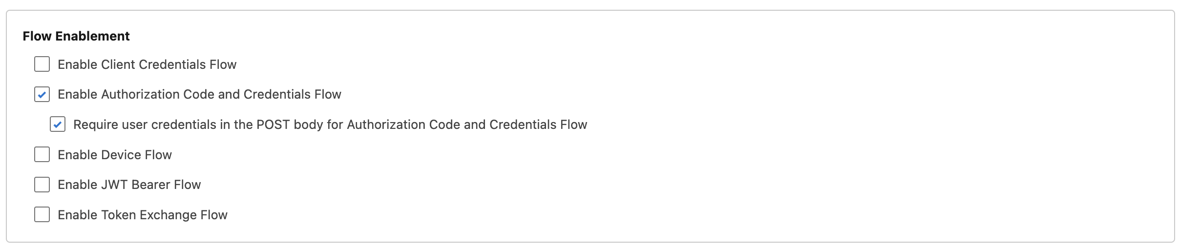 The flow enablement settings for a private status page