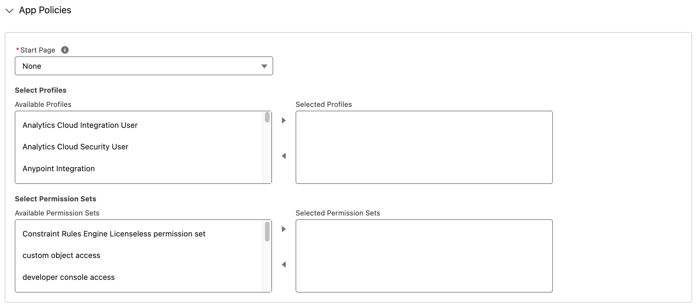 App Profiles and Permission Sets